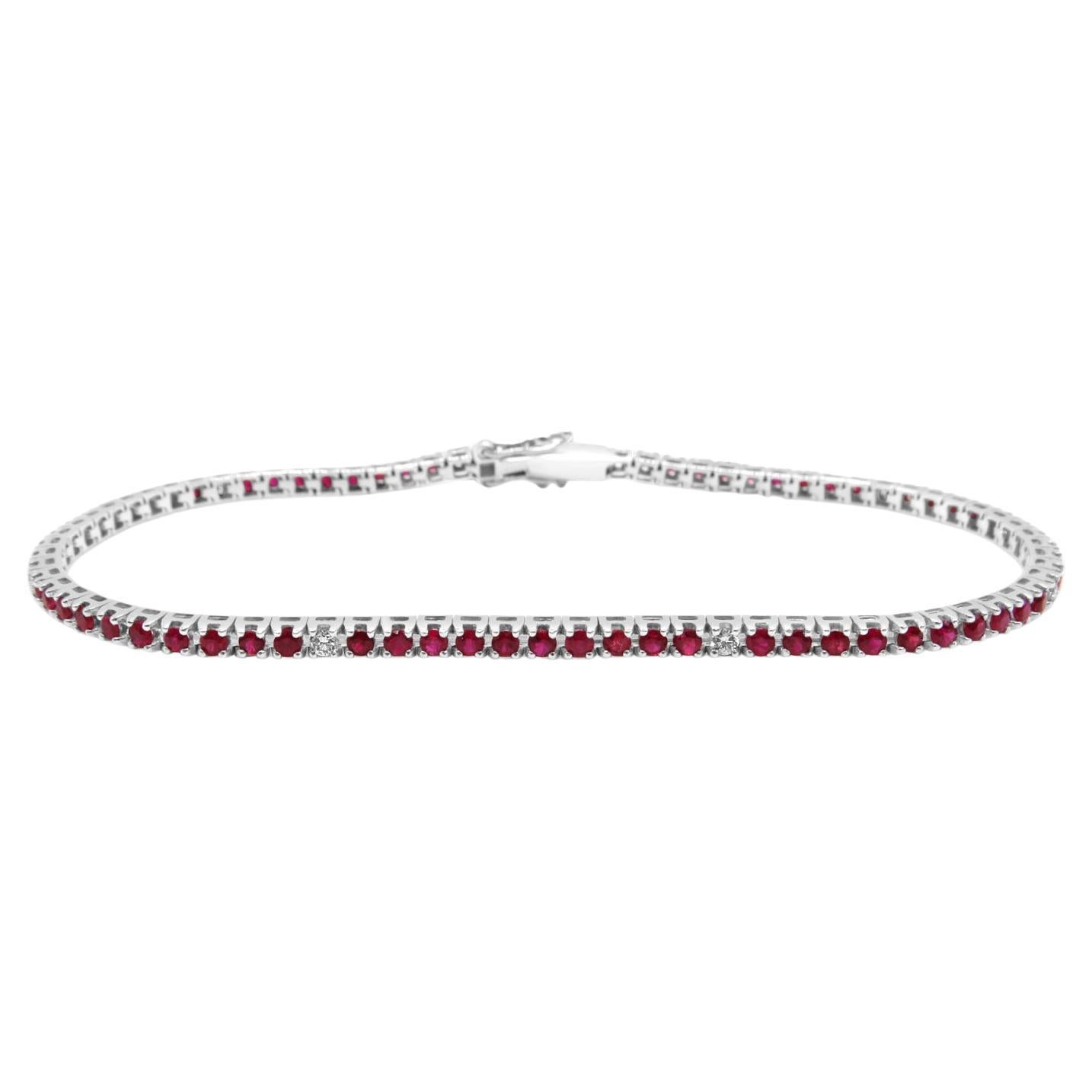 Mozafarianisches Tennisarmband mit Rubin und Diamanten im Angebot