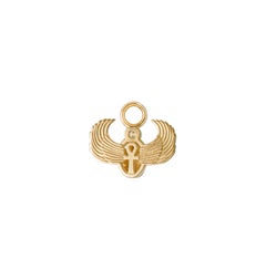 Mozafarian Diamond Yellow Gold Double-Sided Scarab Amulet Pendant