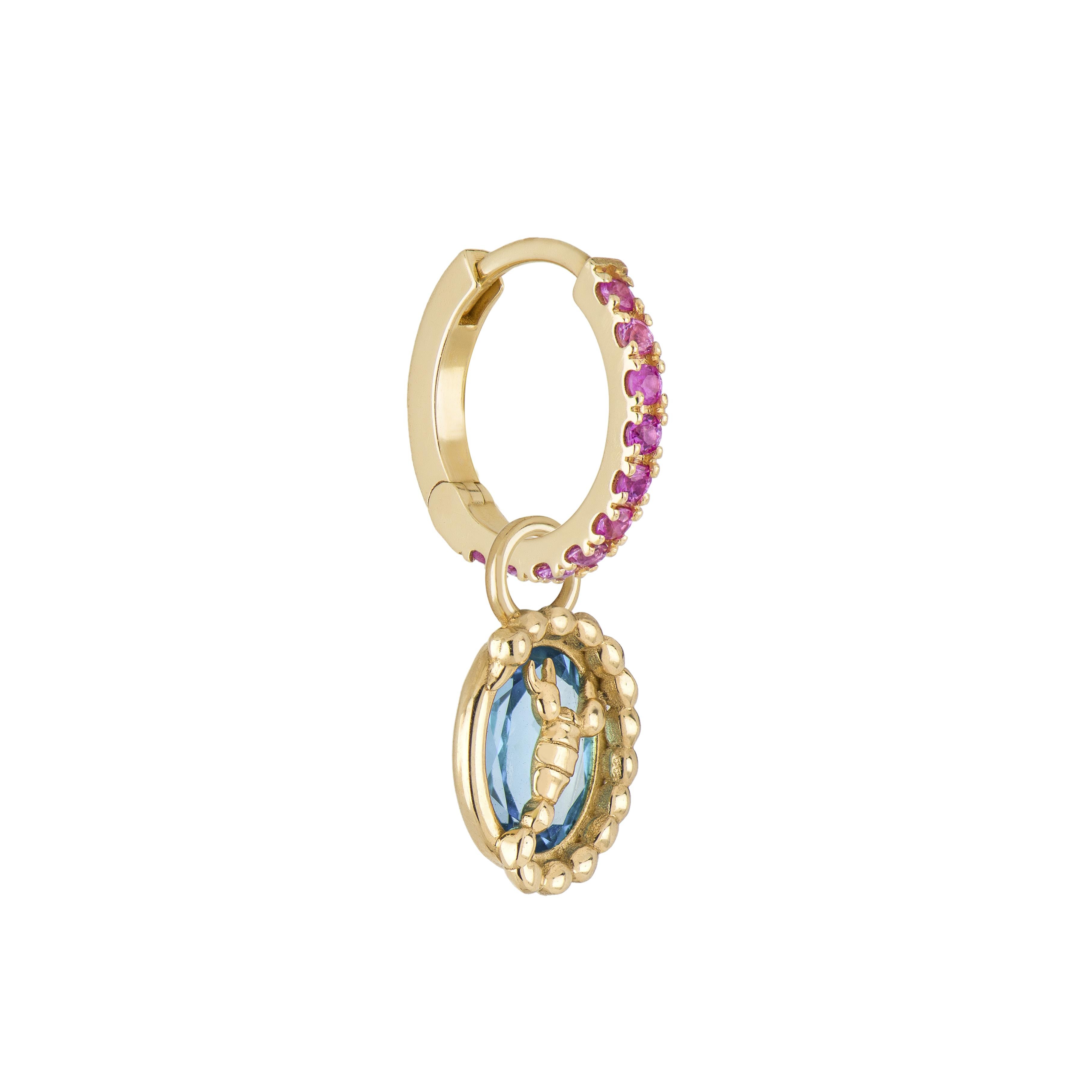Taglio ovale Mozafarian Scorpio Capsule Pendant with Blue Topaz in vendita