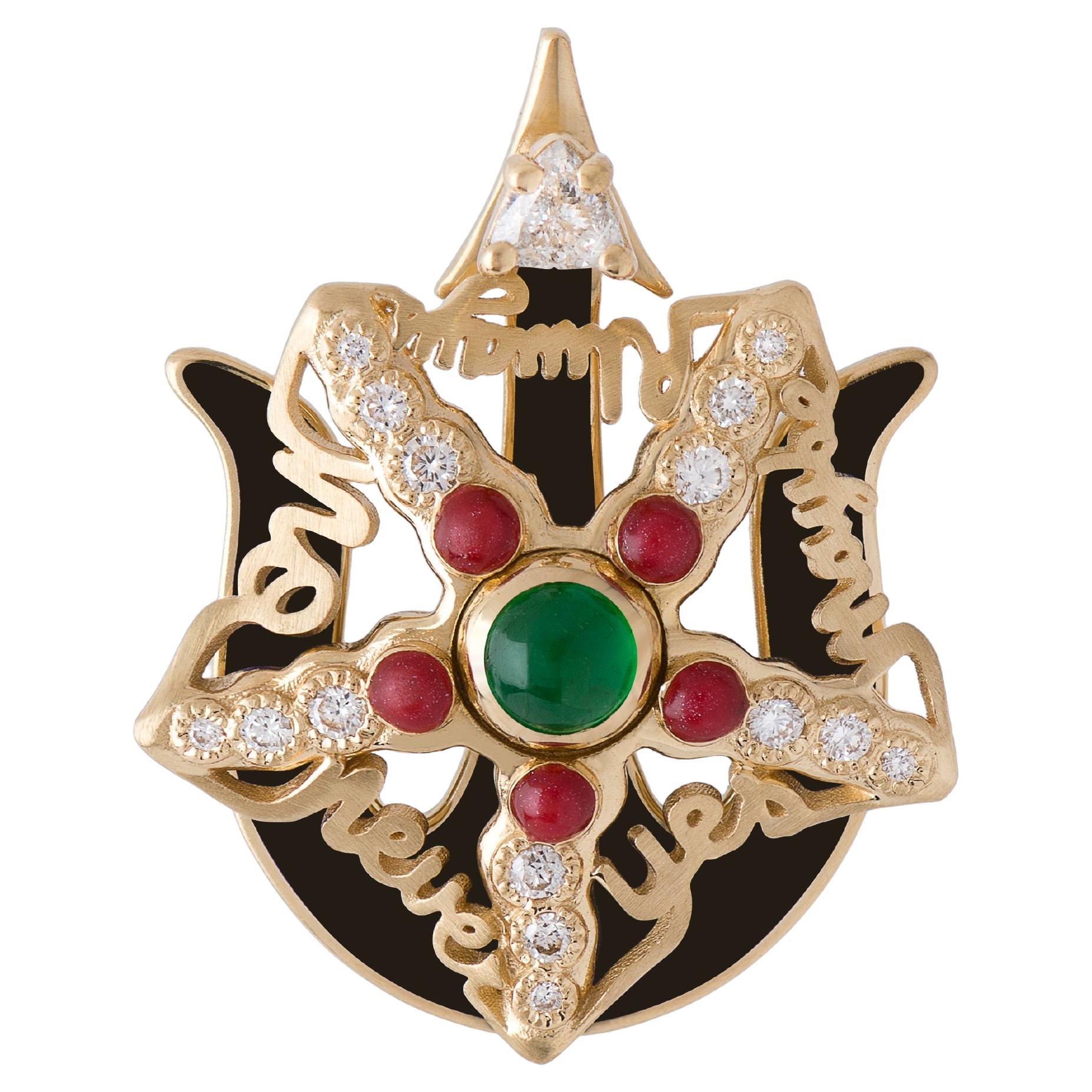Mozafarian's Spinning Black Enamel, Emerald & Diamond Starfish Pendant