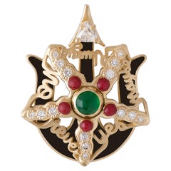 Mozafarian's Spinning Black Enamel, Emerald & Diamond Starfish Pendant