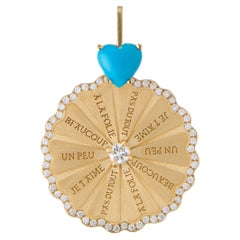 Mozafarian Spinning Marguerite Pendant with Arizona Turquoise Heart