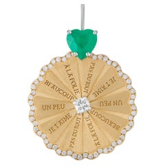 Mozafarian Spinning Marguerite Pendant with Emerald Heart