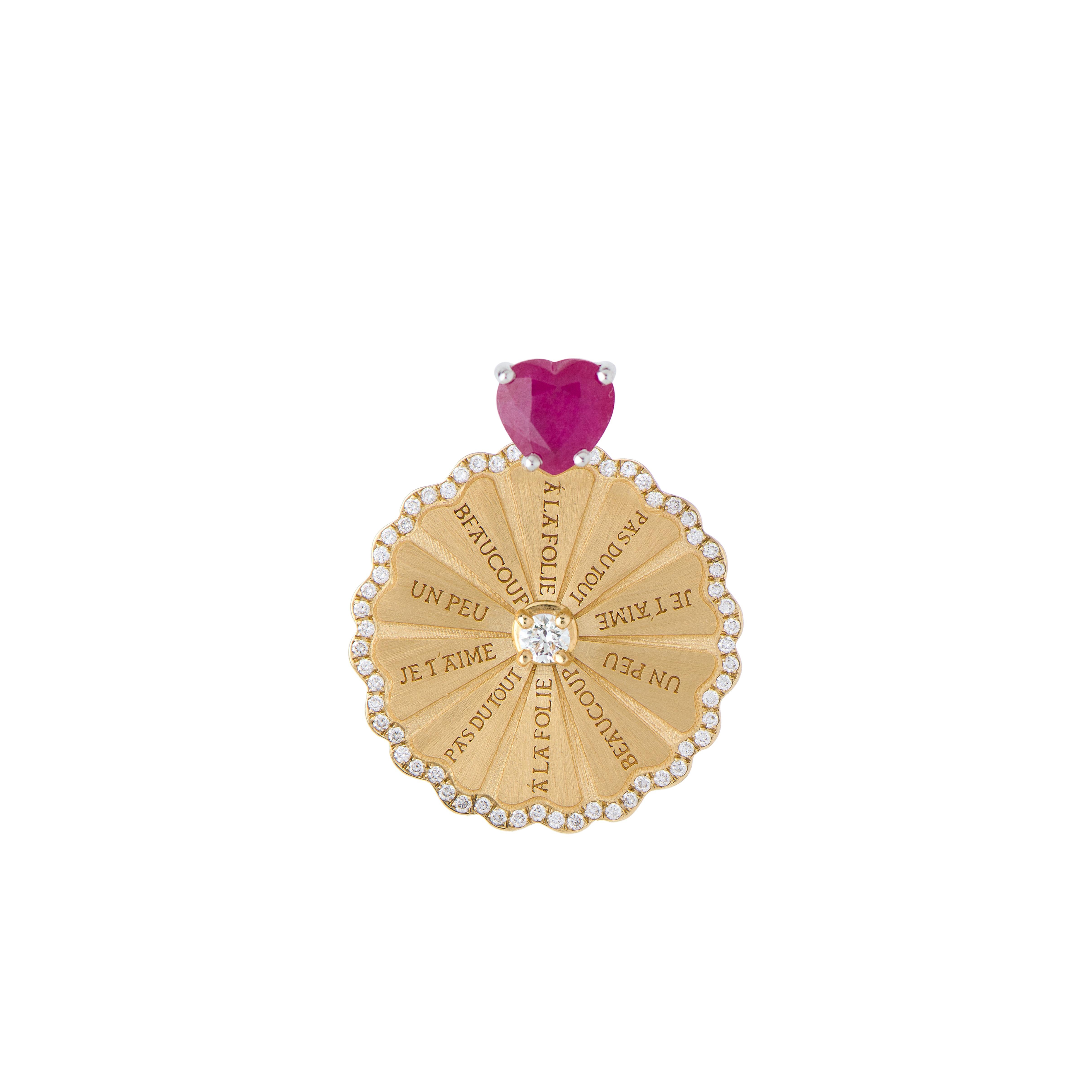 A collaboration between Mozafarian and Katarina Tarazi, the Marguerite Ring features a 1 ct ruby heart, 0.08 ct VVS white diamond, 0.22 ct white diamonds, and 9.67 g of 18k white and yellow gold.

Inspired by French Romanticism, this piece