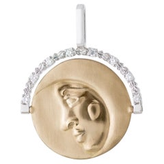 Mozafarian Sun and Moon Coin Pendant with Diamonds
