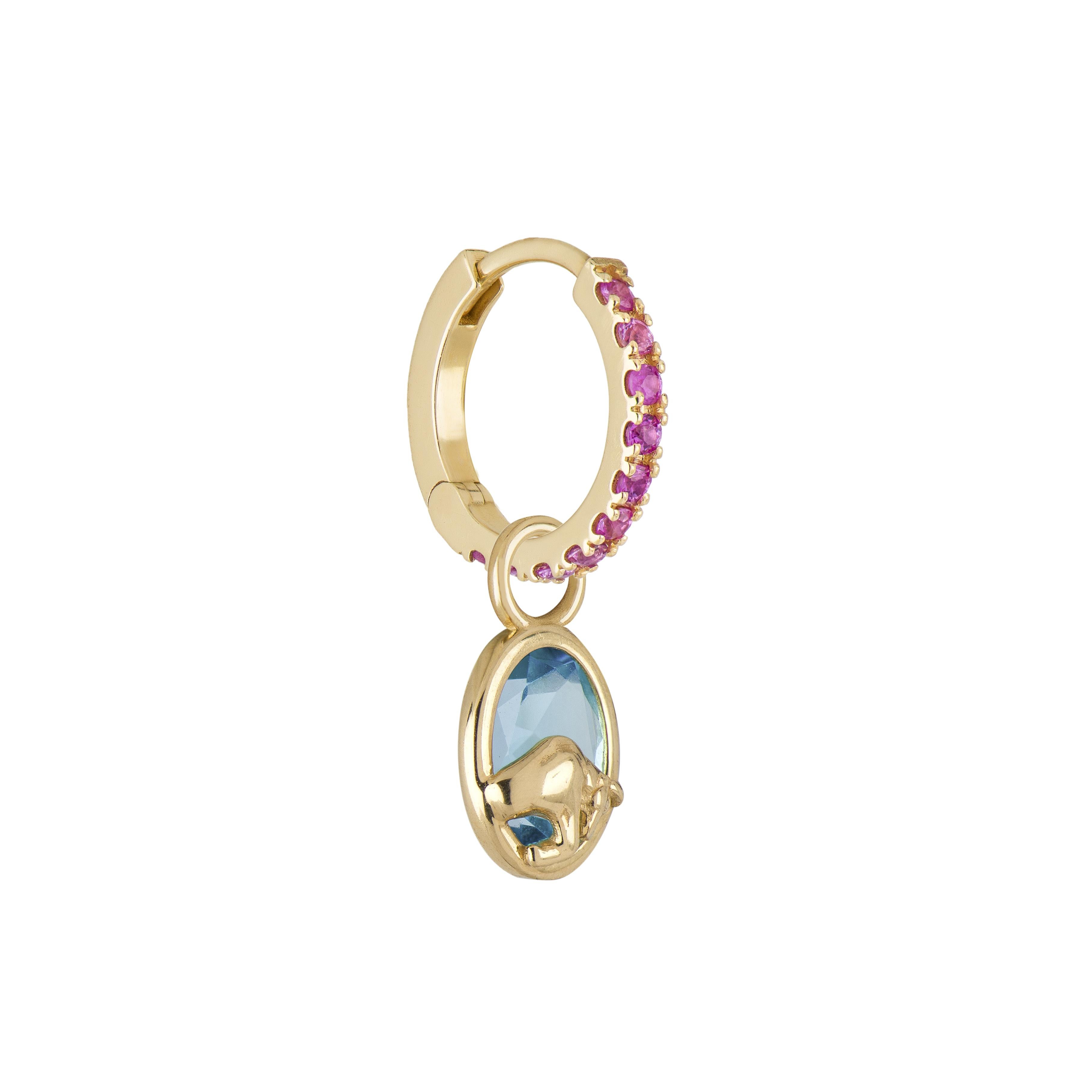Taglio ovale Mozafarian Taurus Capsule Pendant with Blue Topaz in vendita