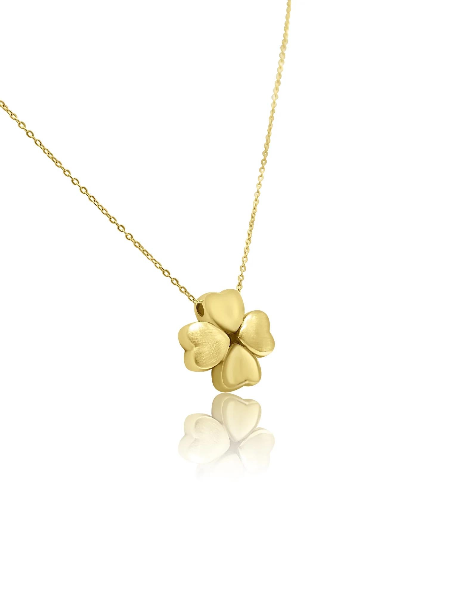 Colgante Hoja de Trébol de Oro Amarillo Mozafari Artesano en venta
