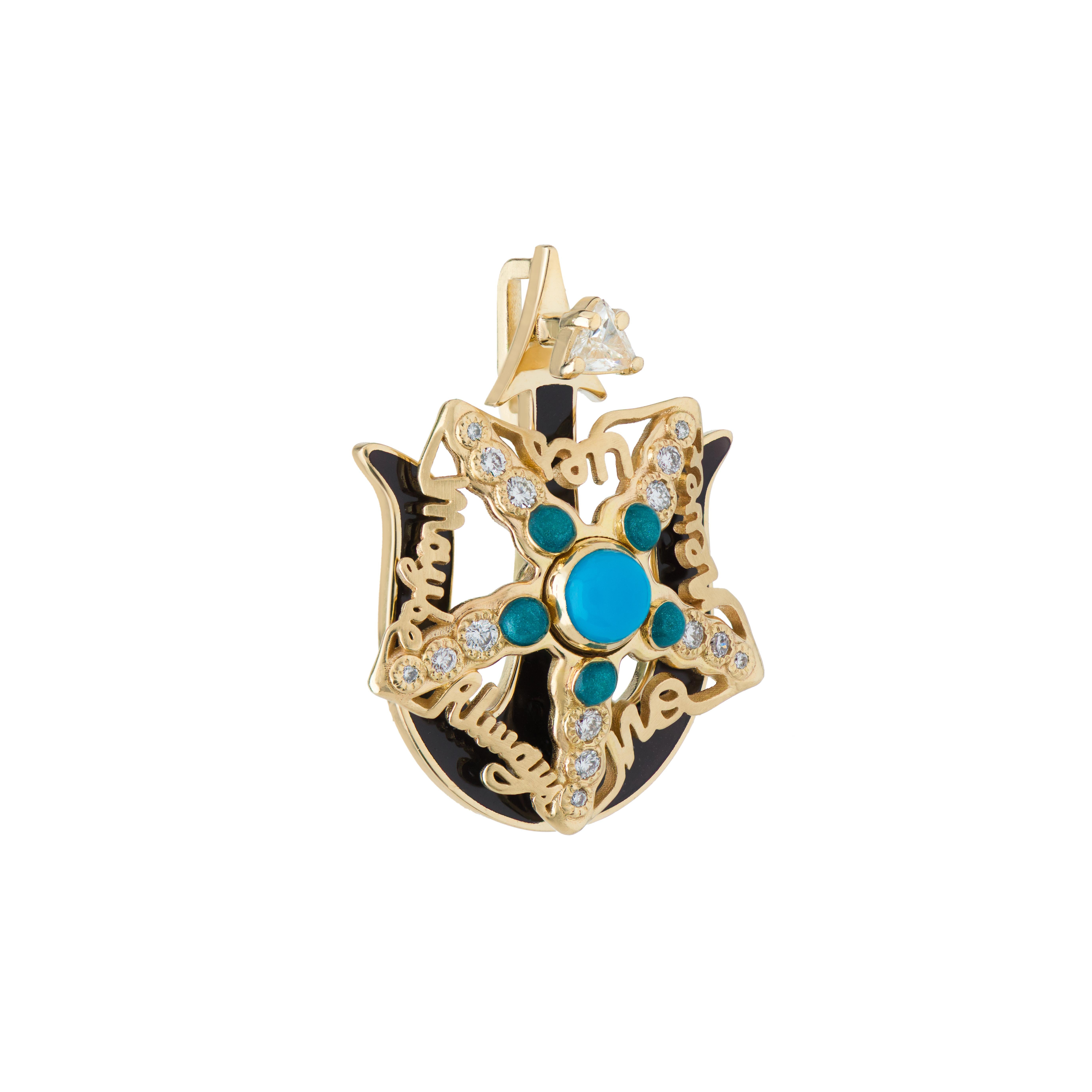 A collaboration between Mozafarian and Katarina Tarazi, the Starfish Pendant embodies Apollo’s star and Poseidon’s waves.

This mystical piece features a 0.1 ct trillion-cut white diamond, 0.16 ct white diamonds, and an Arizona turquoise stone,