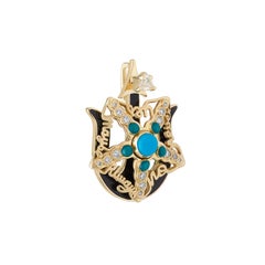 Mozafarian Turquoise & Diamond Yellow Gold Spinning Starfish Pendant