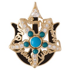Mozafarian's Spinning Black Enamel, Turquoise & Diamond Starfish Pendant