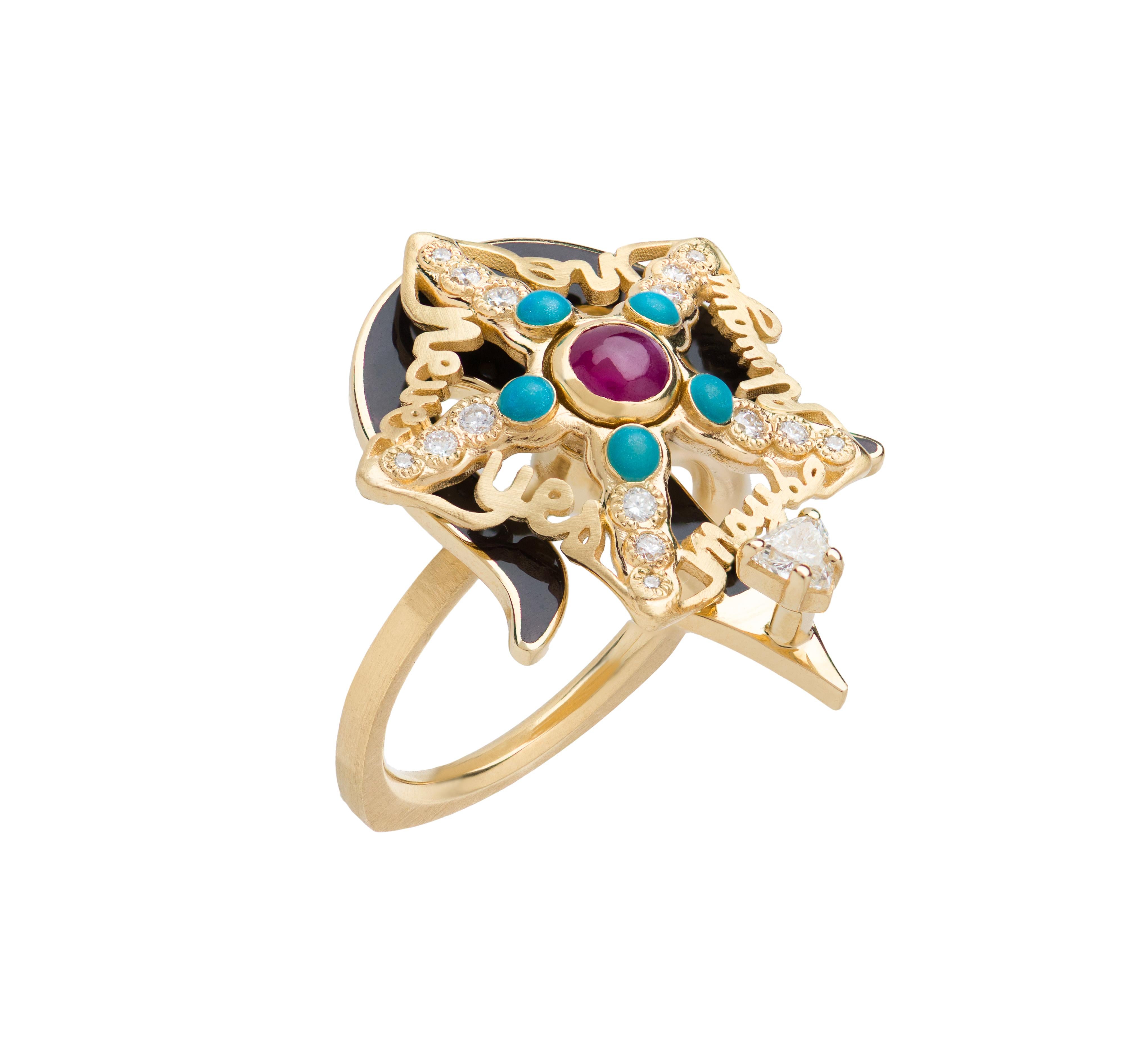 Mozafarian's Spinning Diamond & Ruby Starfish Ring (Kunsthandwerker*in) im Angebot