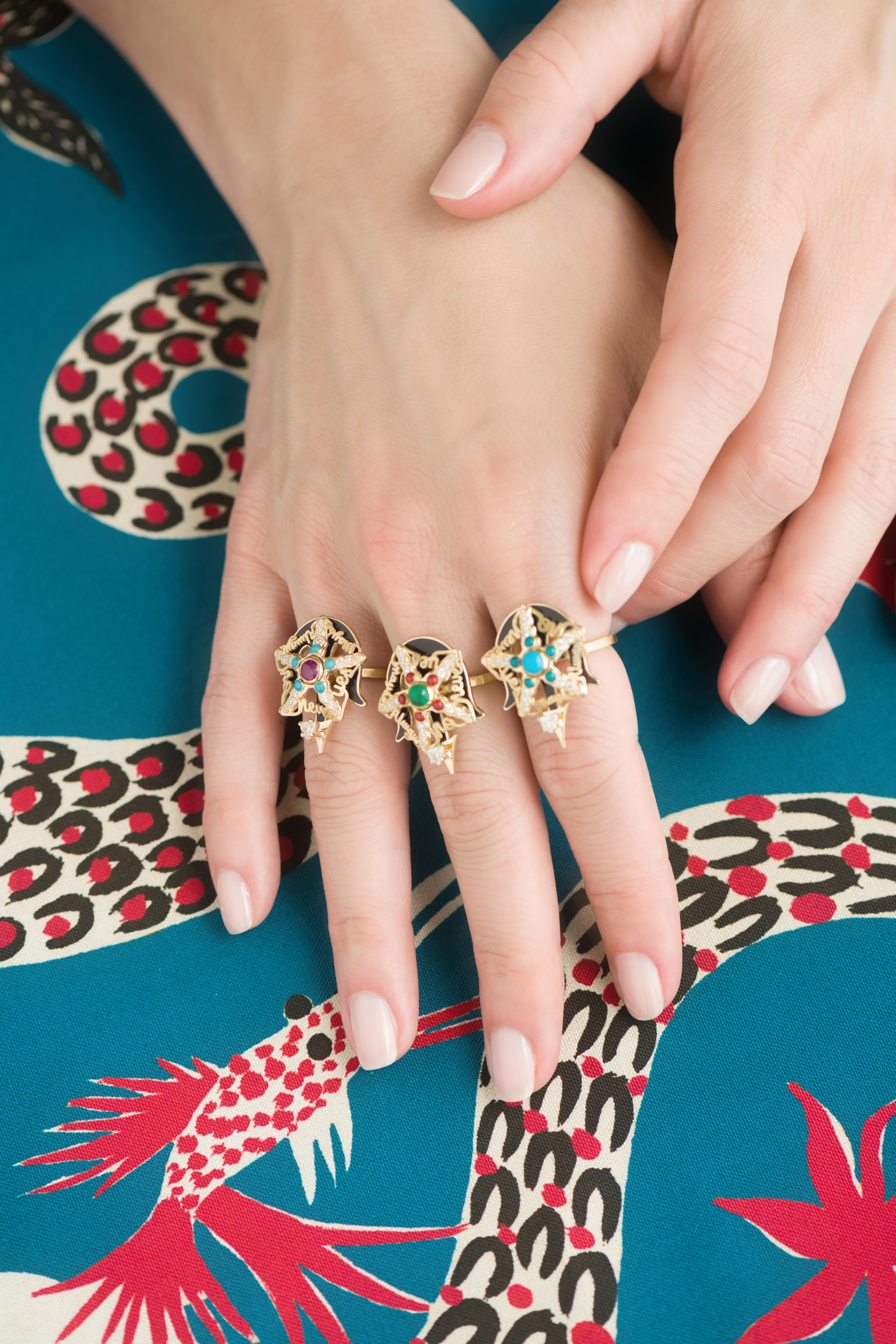Mozafarian's Spinning Diamond & Ruby Starfish Ring für Damen oder Herren im Angebot