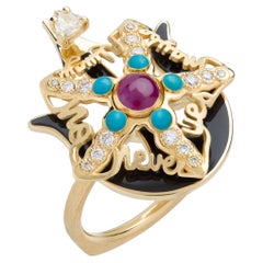 Mozafarian's Spinning Diamond & Ruby Starfish Ring