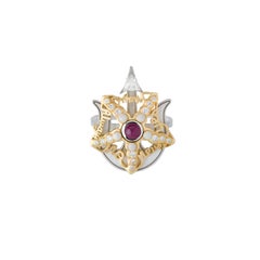 Mozafarian Diamond & 0.3 Carat Ruby Yellow Gold Spinning Starfish Ring