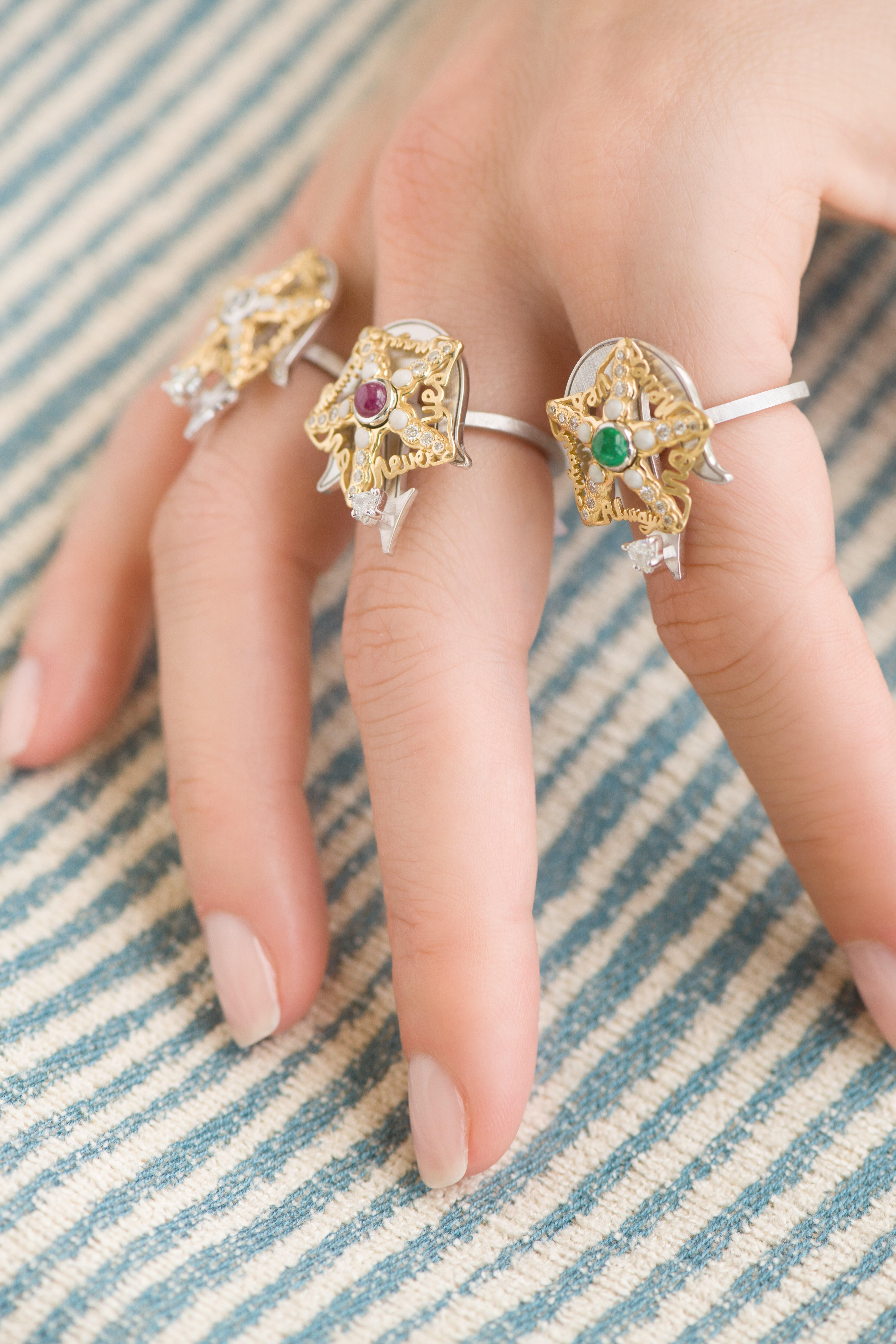 Mozafarian's Spinning Ruby & Diamond Starfish Ring im Zustand „Neu“ im Angebot in London, GB