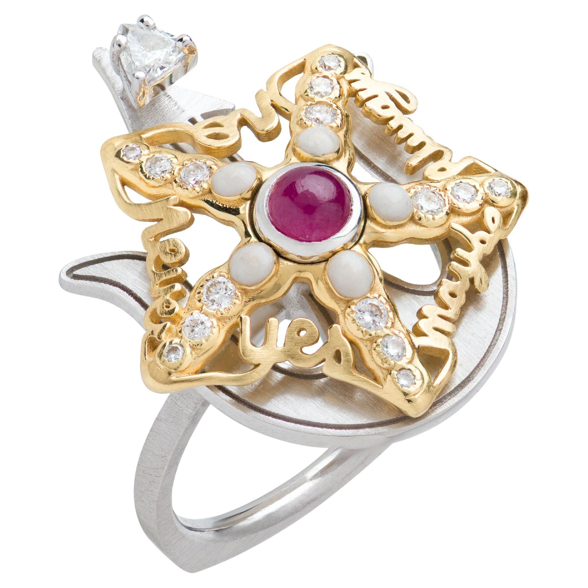 Mozafarian's Spinning Ruby & Diamond Starfish Ring