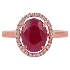Mozambique 3.91 Carat Natural, Unheated Ruby and Diamond Ring in 18k Gold
