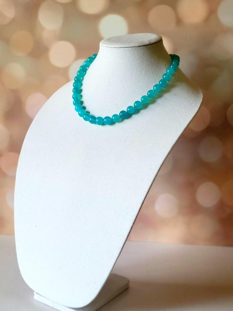 Collana annodata in amazzonite del Mozambico con chiusura in amazzonite in vendita 1