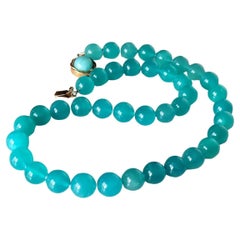 Mozambique Amazonite Knotted Necklace with Amazonite Clasp