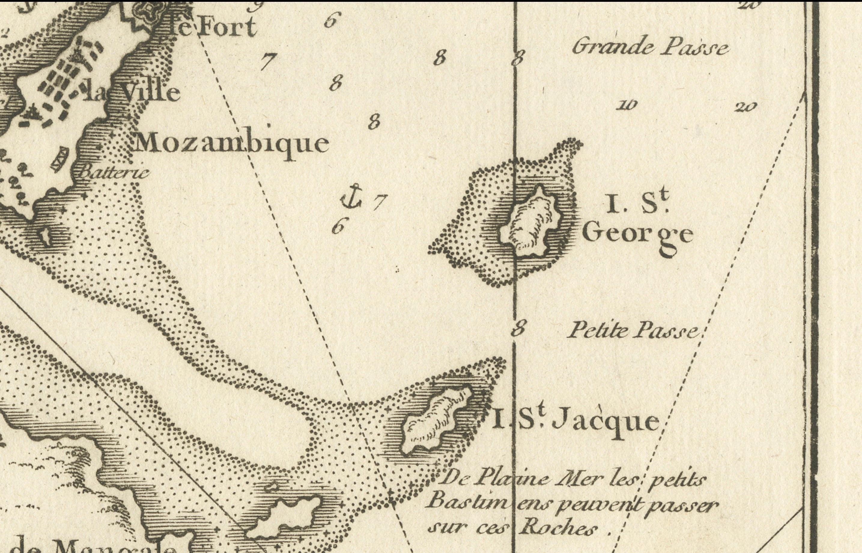 Mozambique Bay – French Naval Sea Chart by Bellin, c.1765