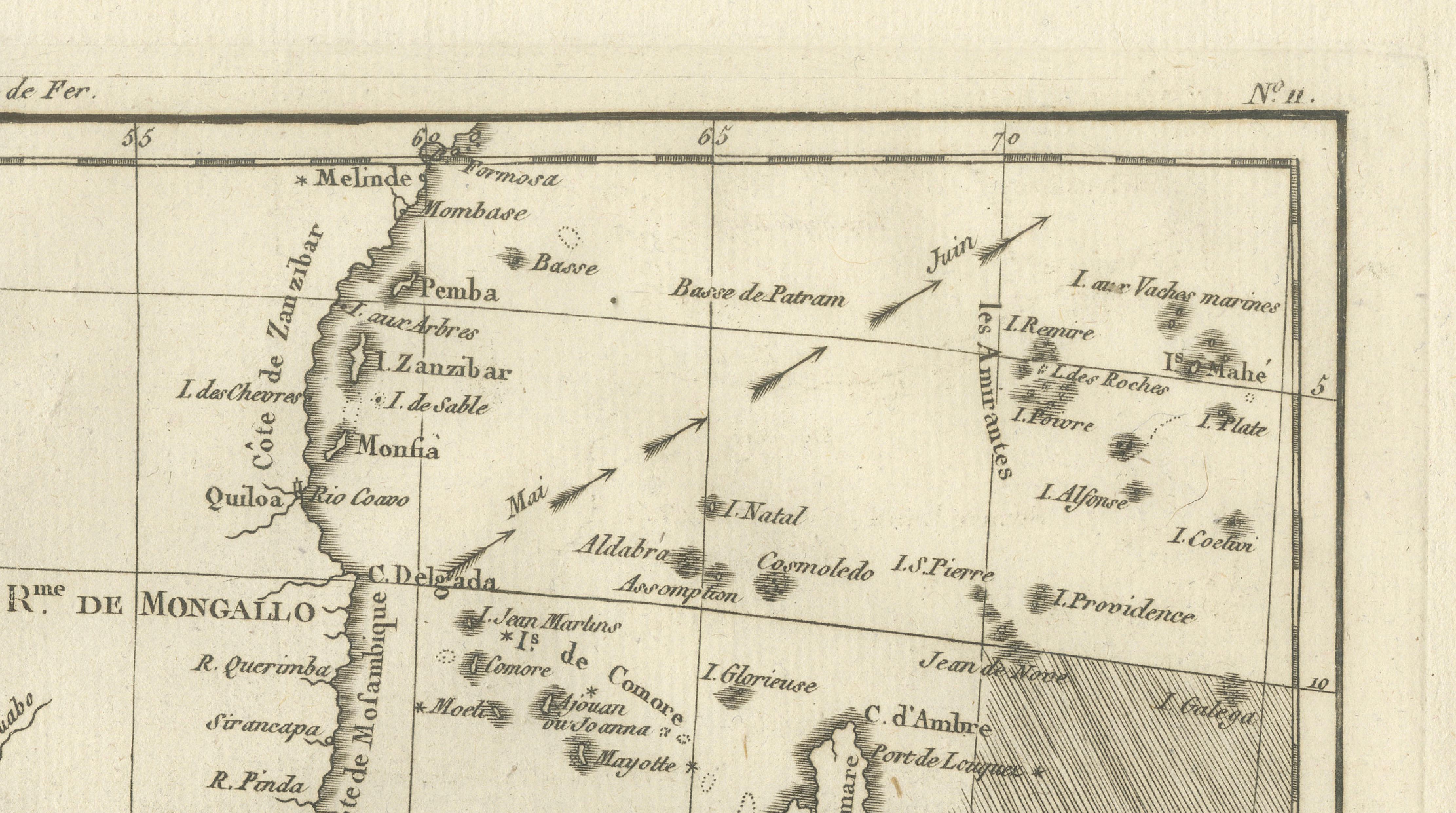 Mozambique Channel & Madagascar – Antique African Sea Chart, Bonne c1780