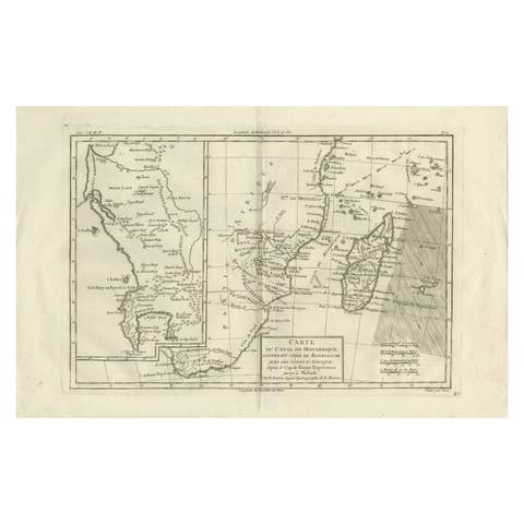 Mozambique Channel & Madagascar – Antique African Sea Chart, Bonne c1780