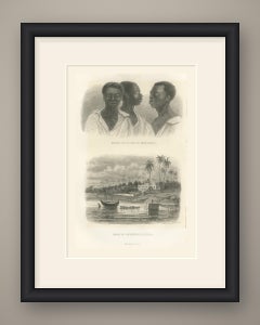 Mozambique Coast Portraits and Governor's House at Mezuril, Antique Print, 1859