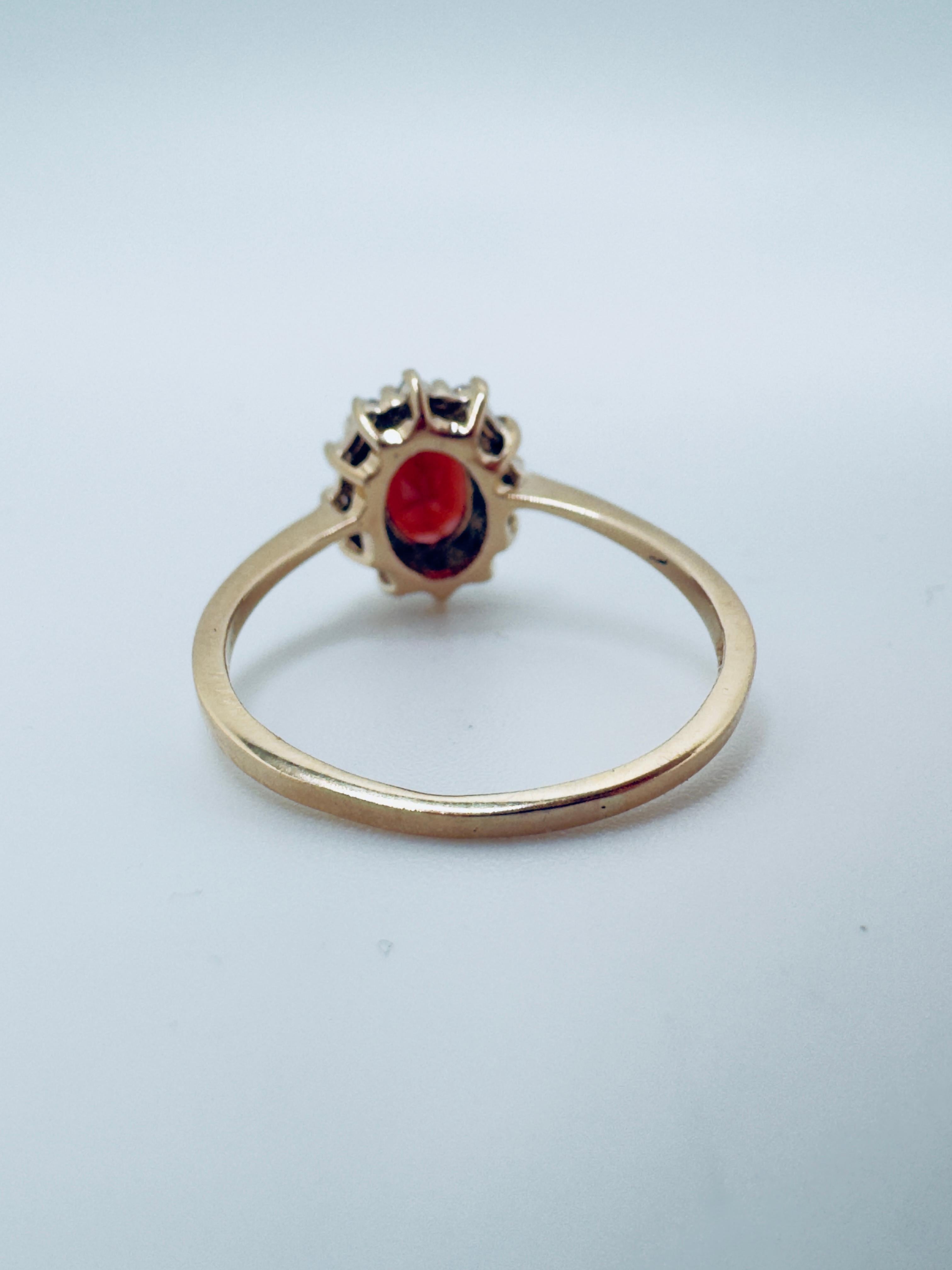 Anello con granato e diamanti del Mozambico In condizioni buone in vendita a Palm Desert, CA