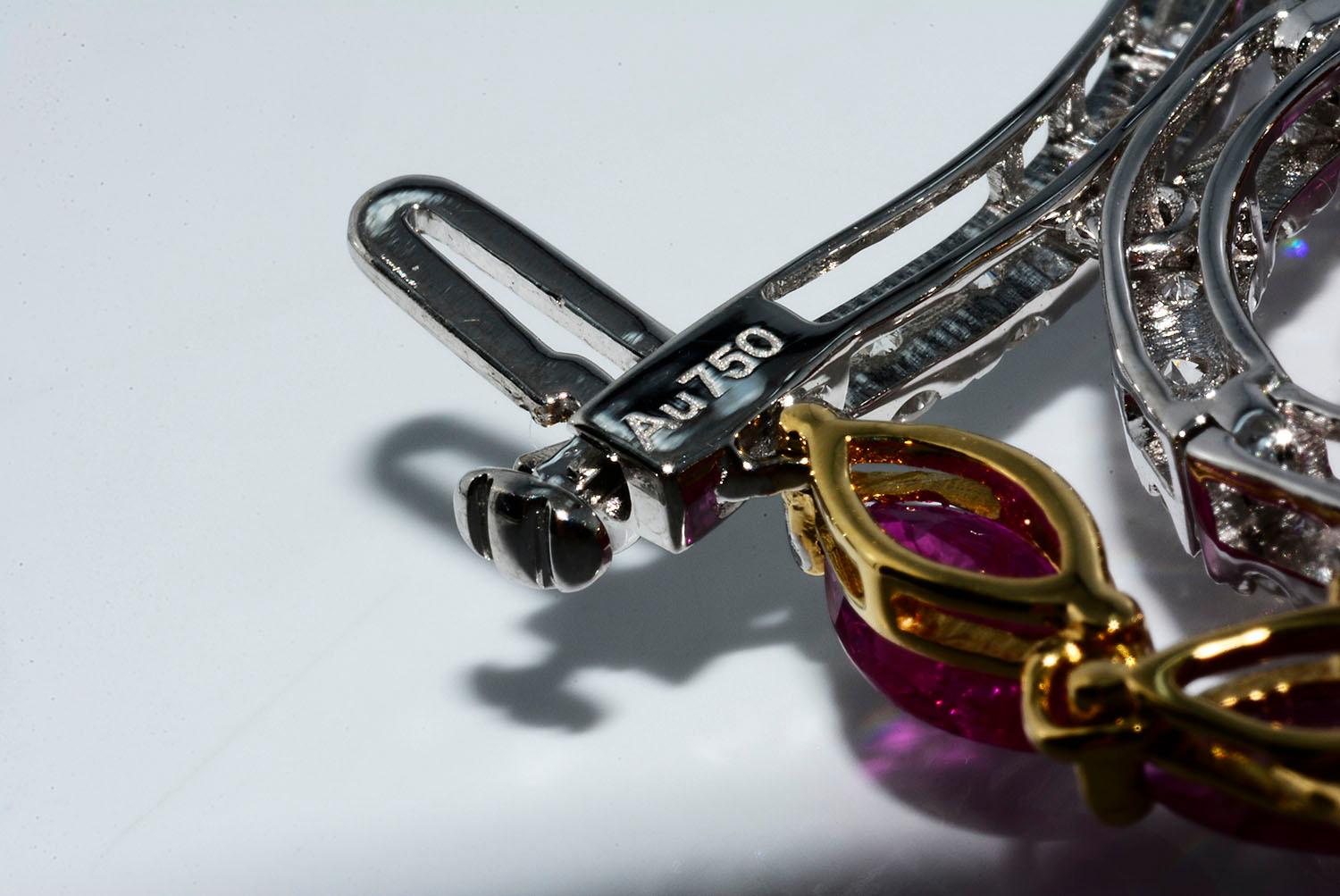 Mozambique Marquise Ruby and Round Diamond 18 Karat 2-Tone Bracelet at ...