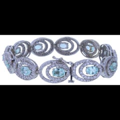 Mozambique Paraíba-Type Tourmaline & Diamond Bracelet in 14K White Gold