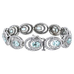 Mozambique Paraíba-Type Tourmaline & Diamond Bracelet in 14K White Gold