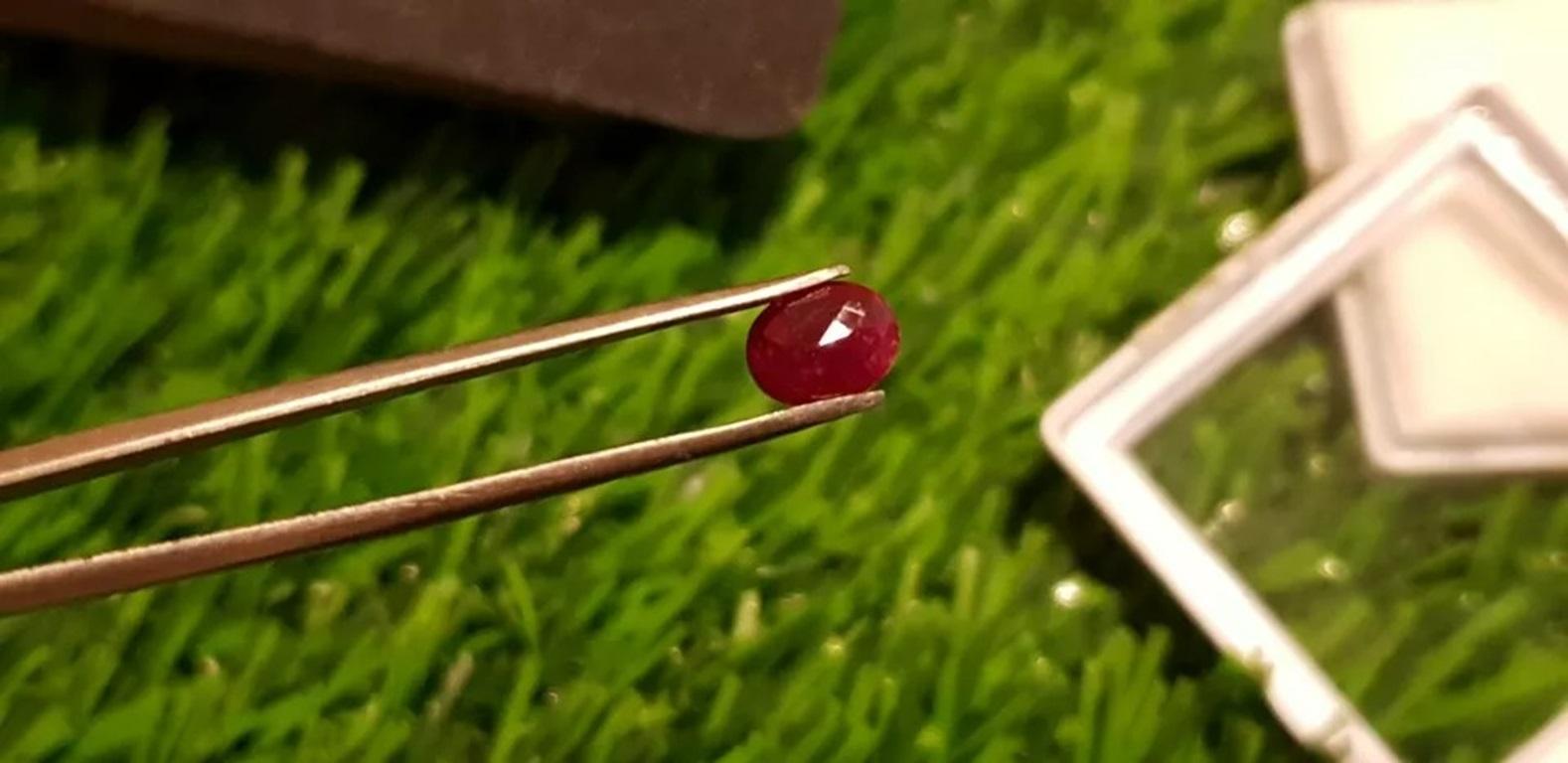 Taille ovale Rubis du Mozambique, pierre taillée de 1,00 carat, rubis non chauffé, 100 % certifié naturel en vente