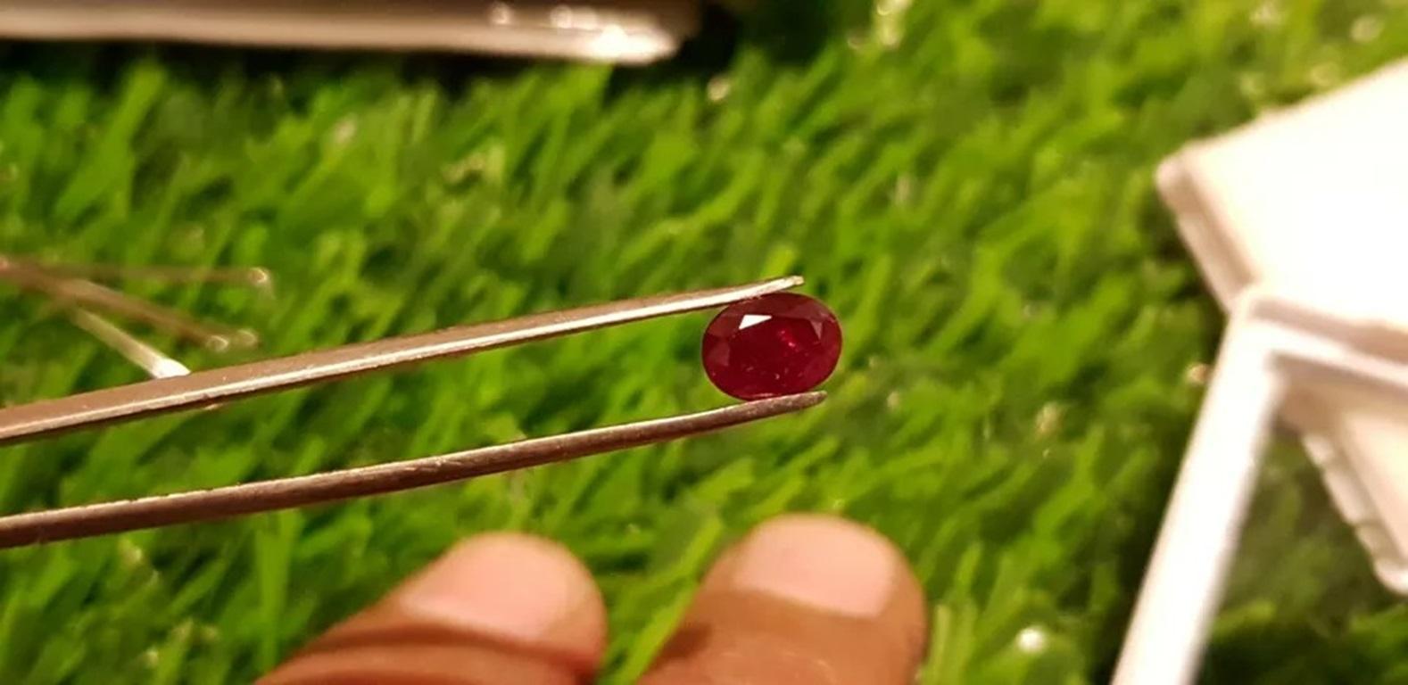 Mozambique Ruby 1.65Cts Cut Stone Unheated Ruby AAA+Natural Certified Ruby In New Condition For Sale In Chicago, IL