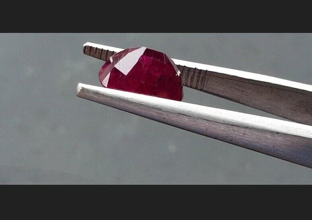 Oval Cut Mozambique Ruby 3.25 cts Pigeon Blood Red Unheated Natural For Sale