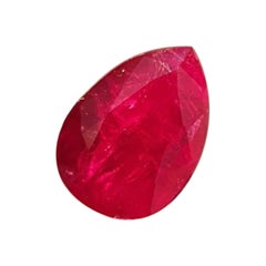 Mozambique Ruby 3.72 cts Pear Blood Red Unheated Cut Stone Certified