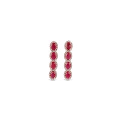 Mozambique Ruby and Diamond Earrings Studded in 18 Karat Rose Gold