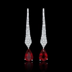 Mozambique Ruby and Diamond Studded Earrings in 18 Karat White Gold