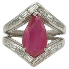 Mozambique Ruby and White Diamond Cocktail Ring in Platinum