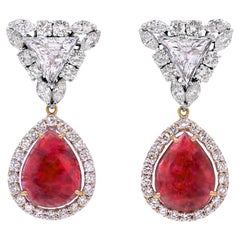 Mozambique Ruby & Diamond Earrings in 18K Gold/Platinum with GIA & CDC Certs
