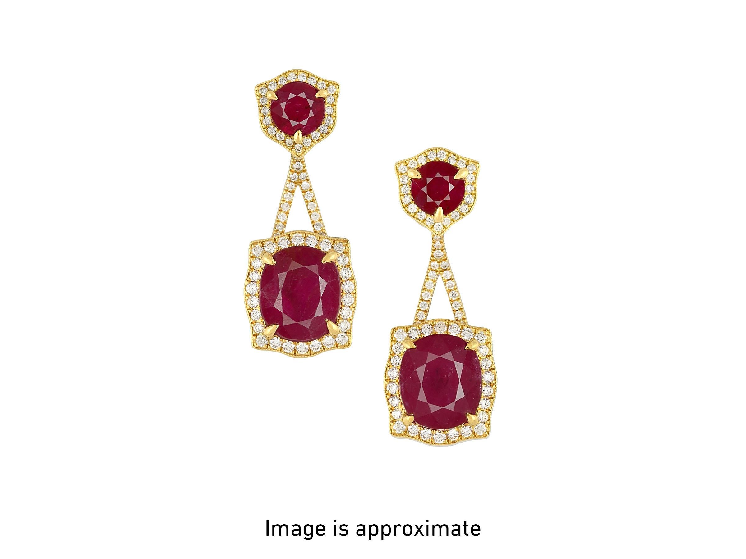 Modern Mozambique Ruby Earrings. 13.22 carats, GIA certified. For Sale