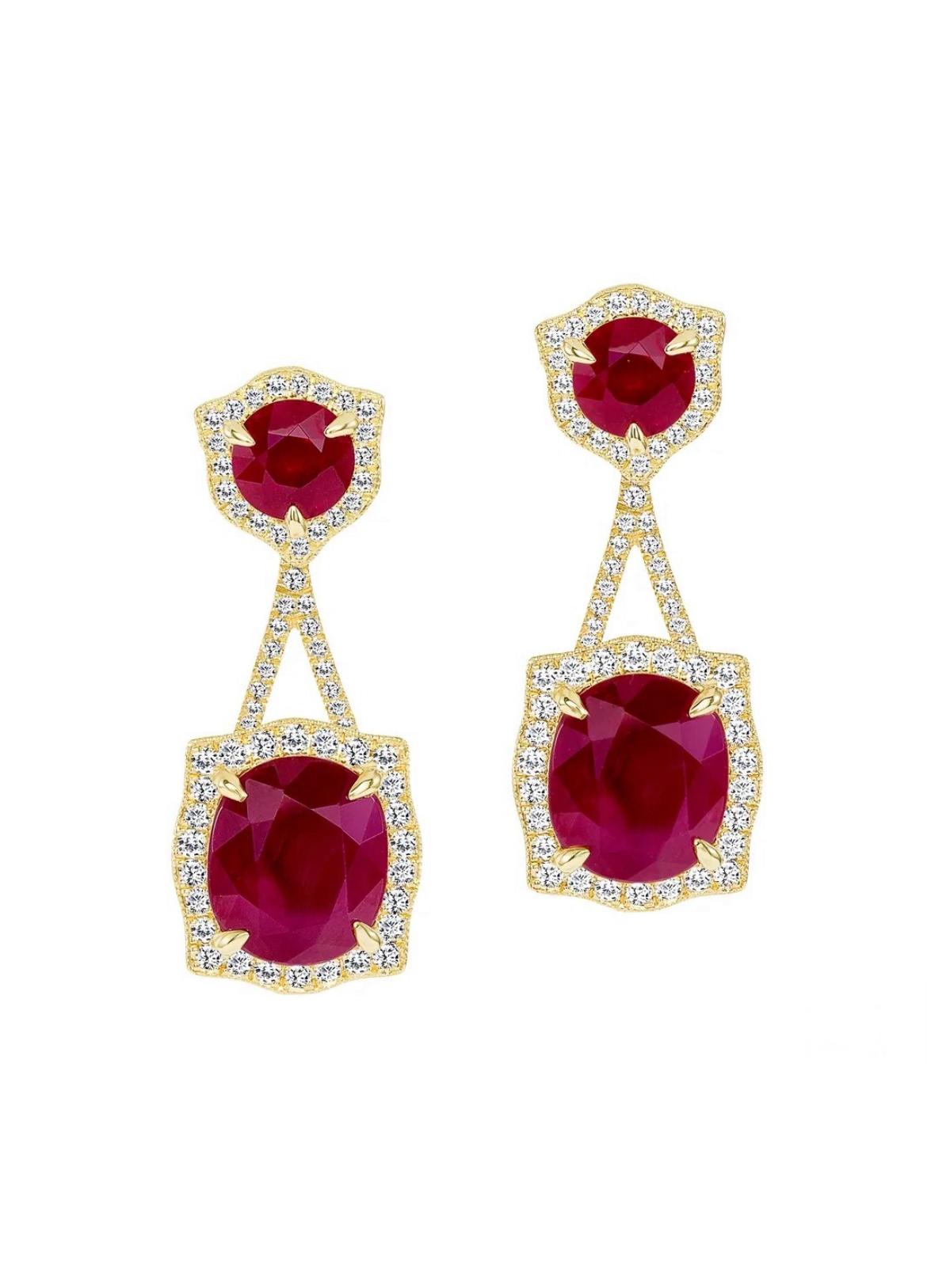 Oval Cut Mozambique Ruby Earrings. 13.22 carats, GIA certified. For Sale