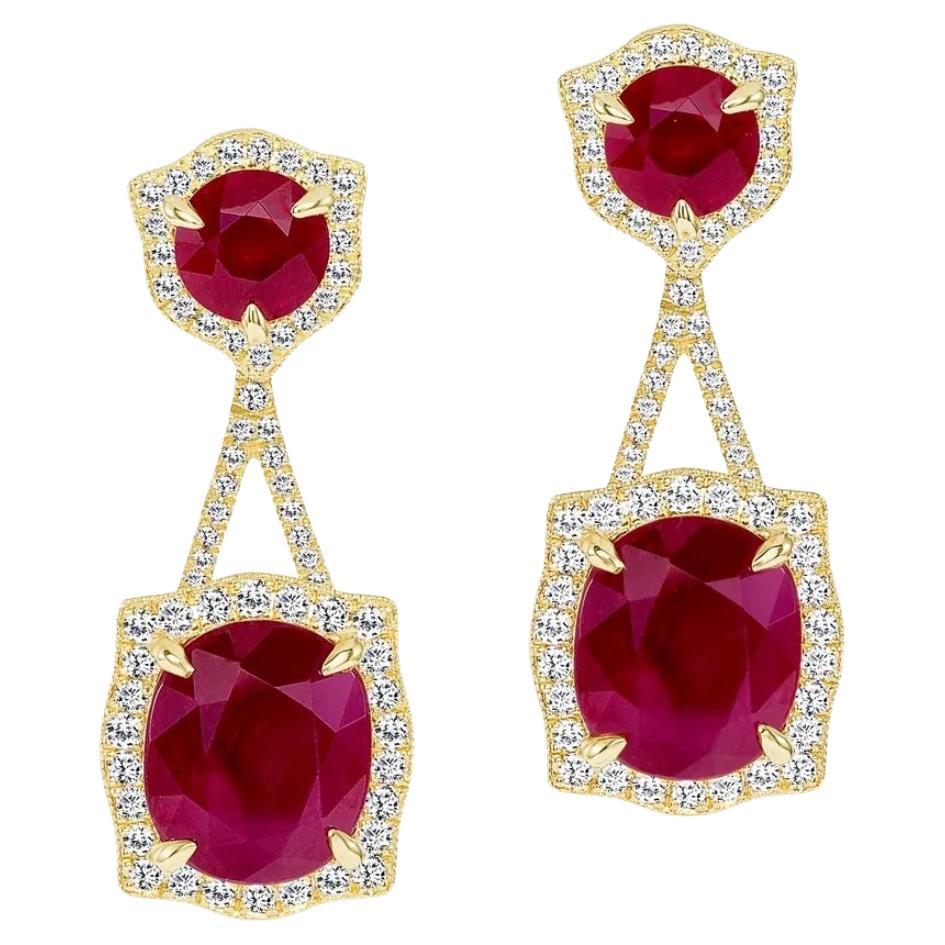 Mozambique Ruby Earrings. 13.22 carats, GIA certified. For Sale