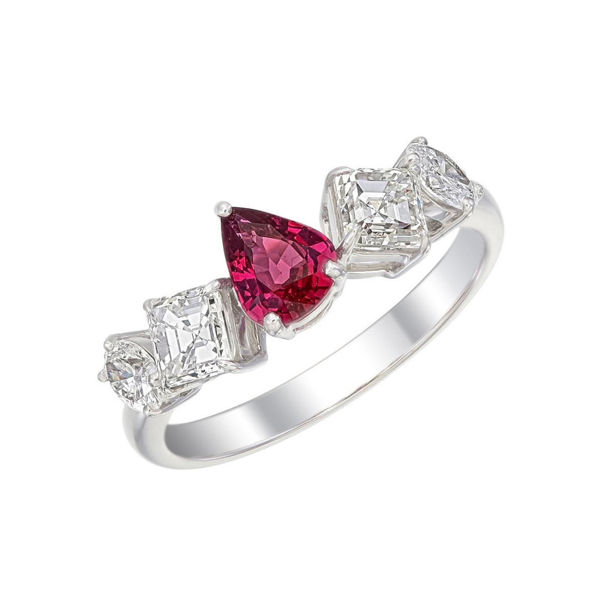 Pear Cut Mozambique Ruby Ring For Sale