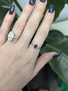 Mozambique Ruby Ring with Natural Diamonds Accents: Solid 14k Gold, Oval 7x5mm