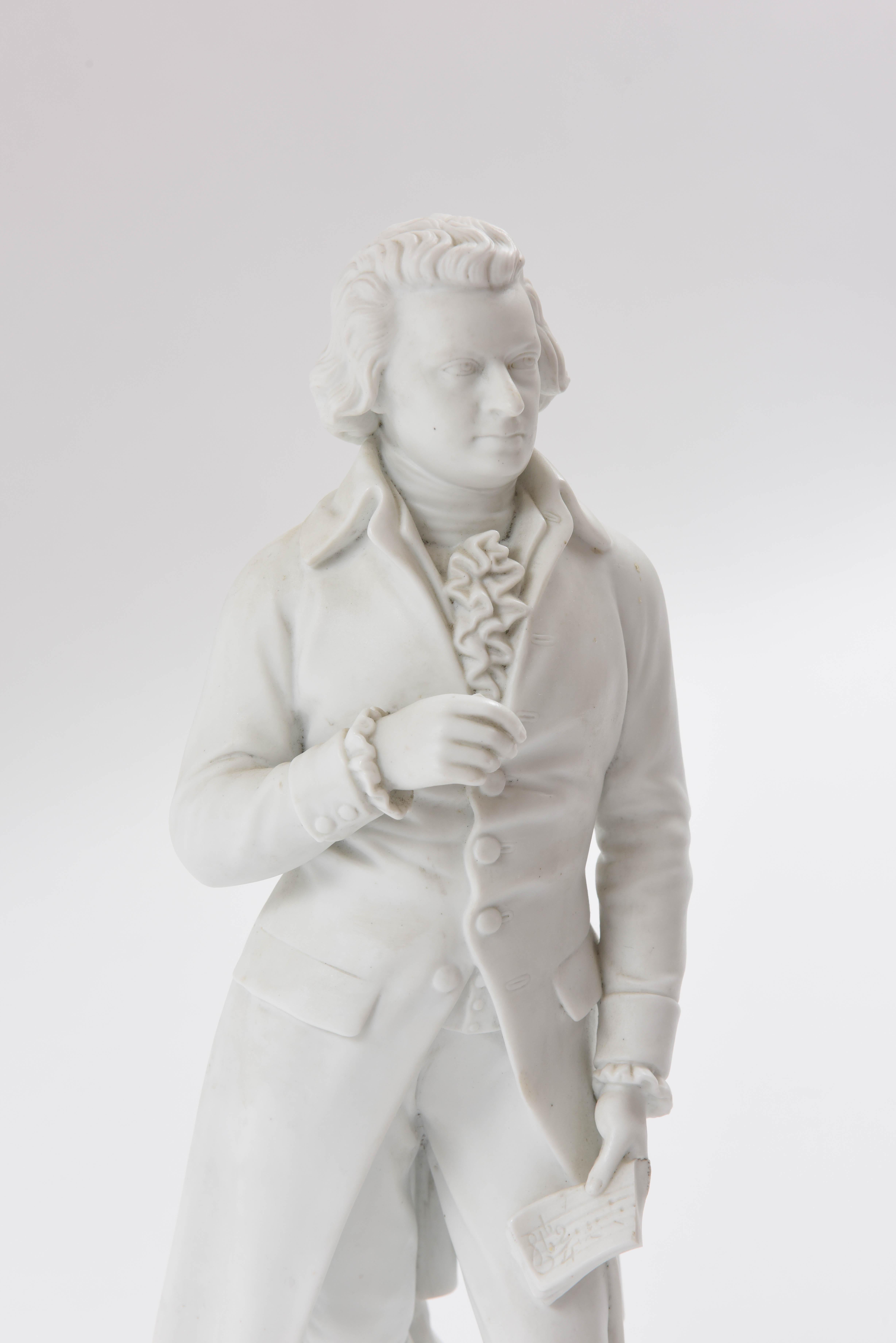 English Mozart White Parian Figure, 19th Century, Tall and Regal