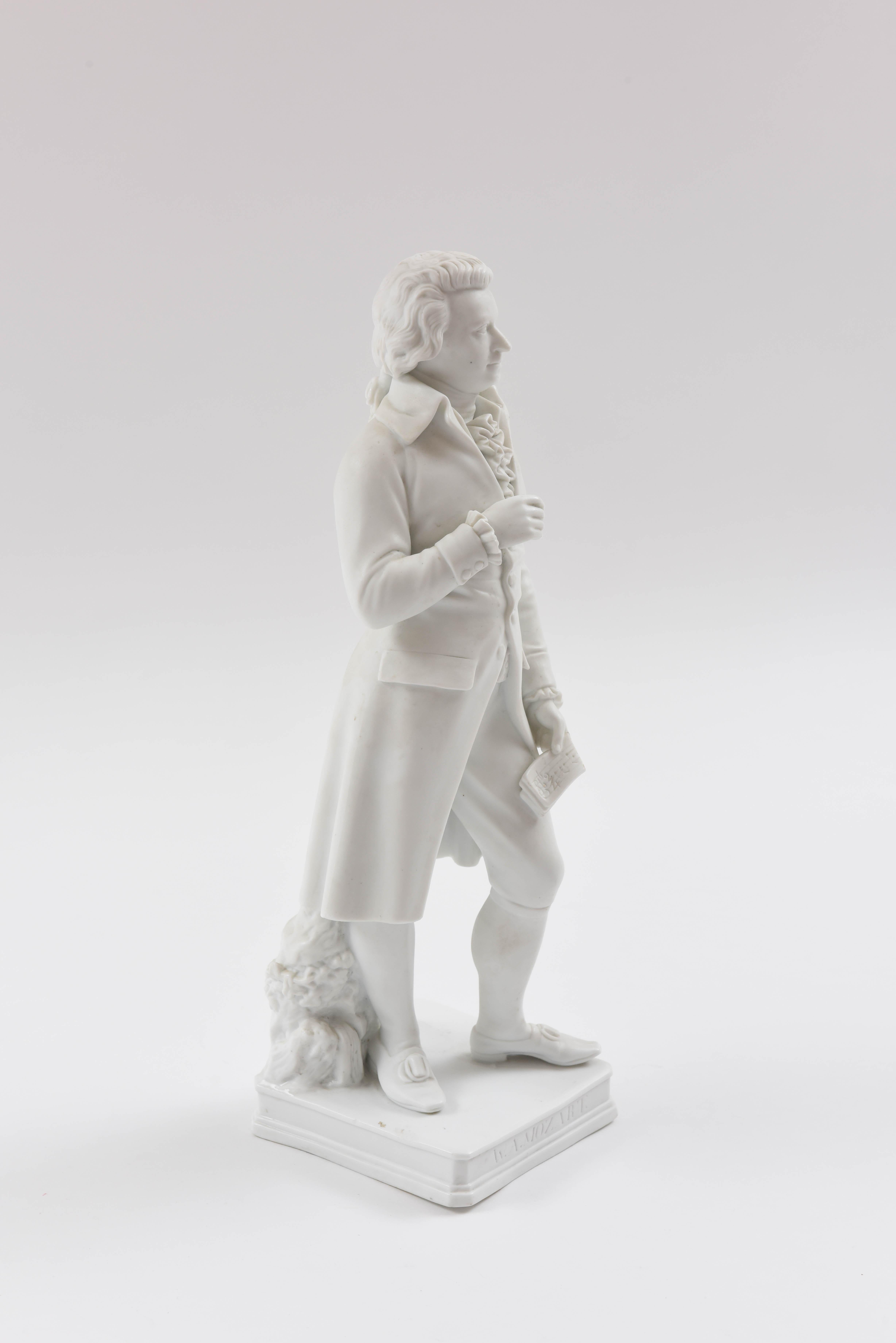 Hand-Crafted Mozart White Parian Figure, 19th Century, Tall and Regal