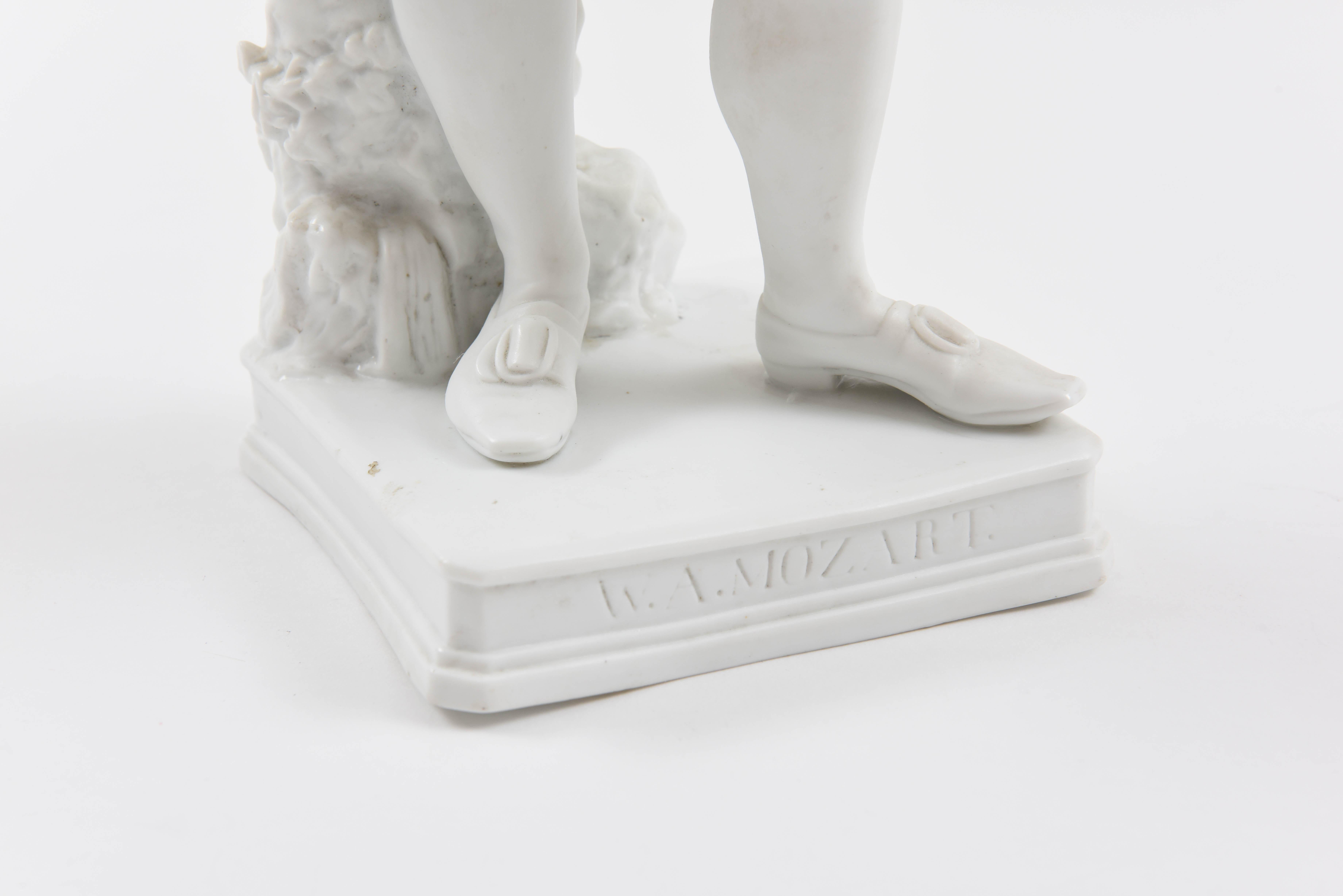 Mozart White Parian Figure, 19th Century, Tall and Regal In Good Condition In West Palm Beach, FL
