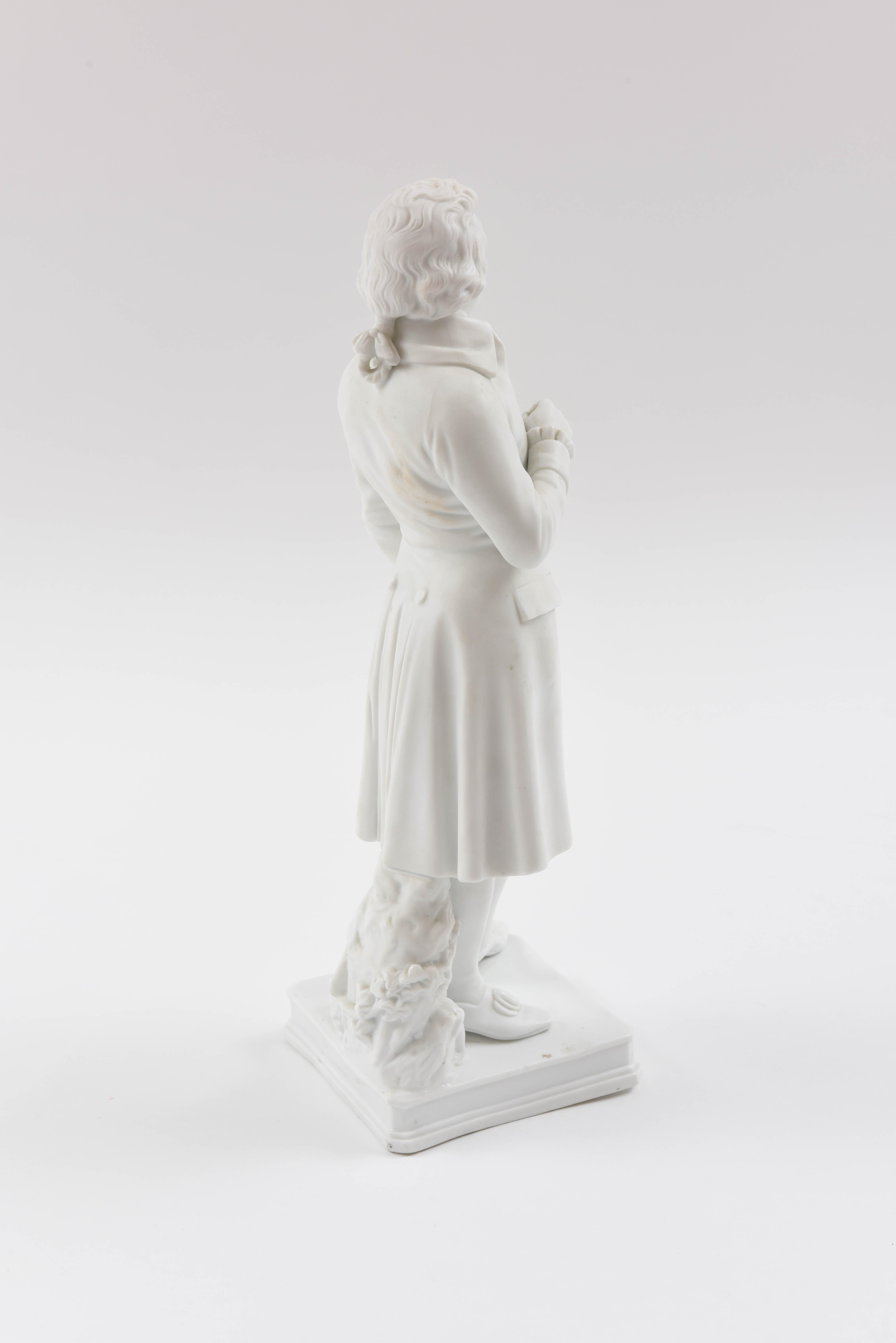 Mid-19th Century Mozart White Parian Figure, 19th Century, Tall and Regal