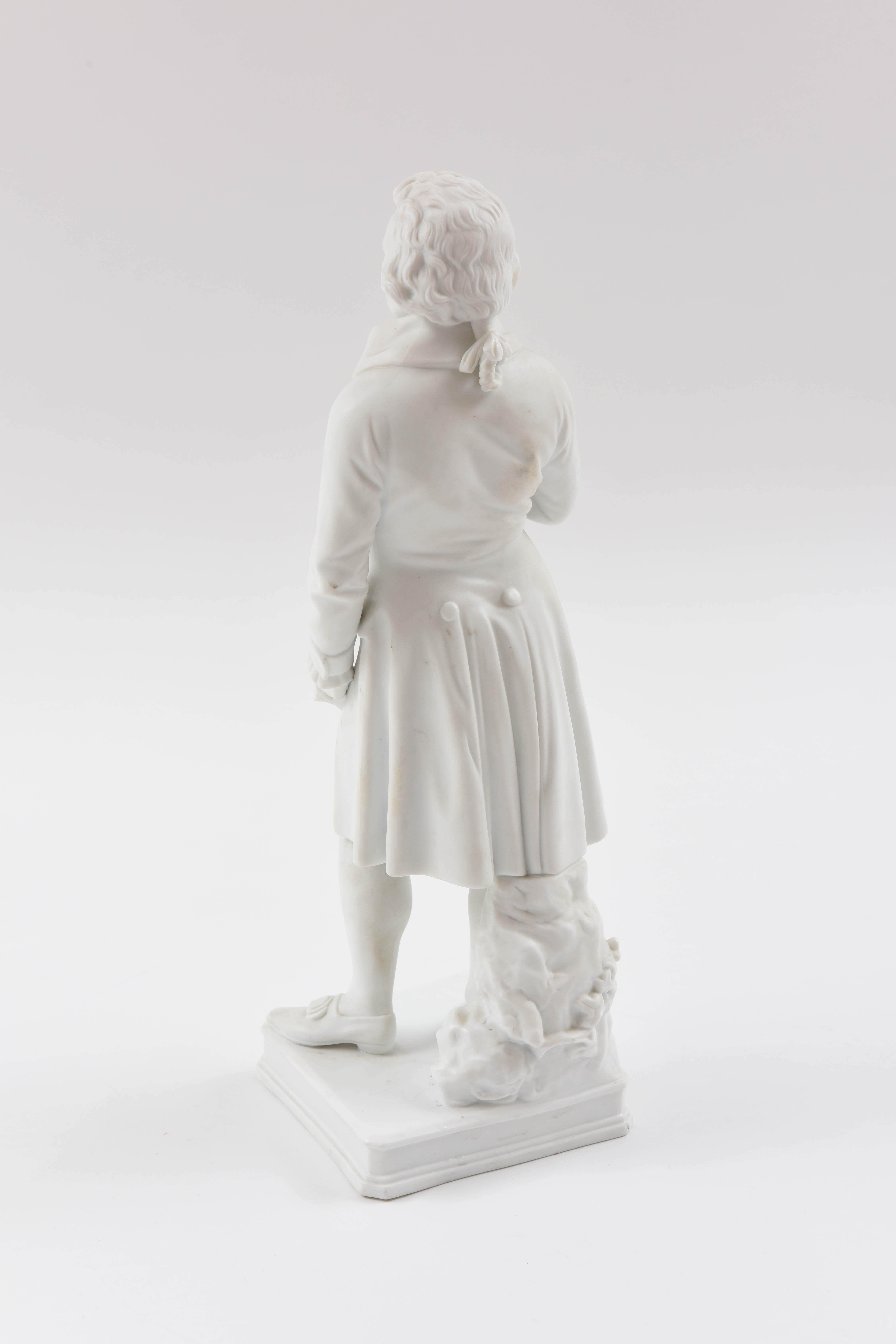 Porcelain Mozart White Parian Figure, 19th Century, Tall and Regal