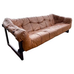 MP-091 Sofa by Percival Lafer, wood and leather, Brazil, 1960S